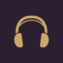 The headphone icon. Sound symbol. Flat