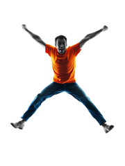 Fototapeta na wymiar man jumping happy silhouette isolated
