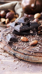 pieces of chocolate with nuts and cinnamon