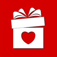 Valentine's day concept illustration with gift box and heart symbol 