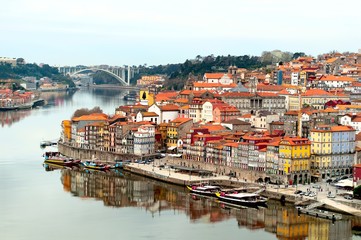 Fototapeta na wymiar Oporto historical city centre and Douro river, Portugal