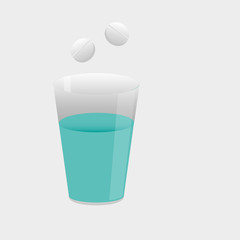 glass of water with a pill relieves pain
