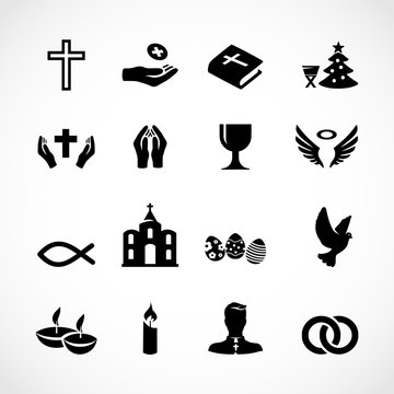 Catholic church icon set vector