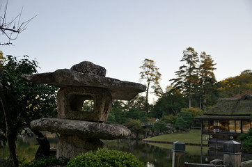 Fototapeta na wymiar Old japanese rock lantern