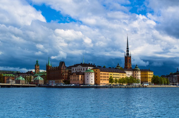 Fototapeta na wymiar View of Stockholm from the City Hall tower, travel Sweden architecture background