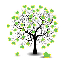 Green hearts on tree