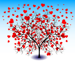 Lovely hearts on tree