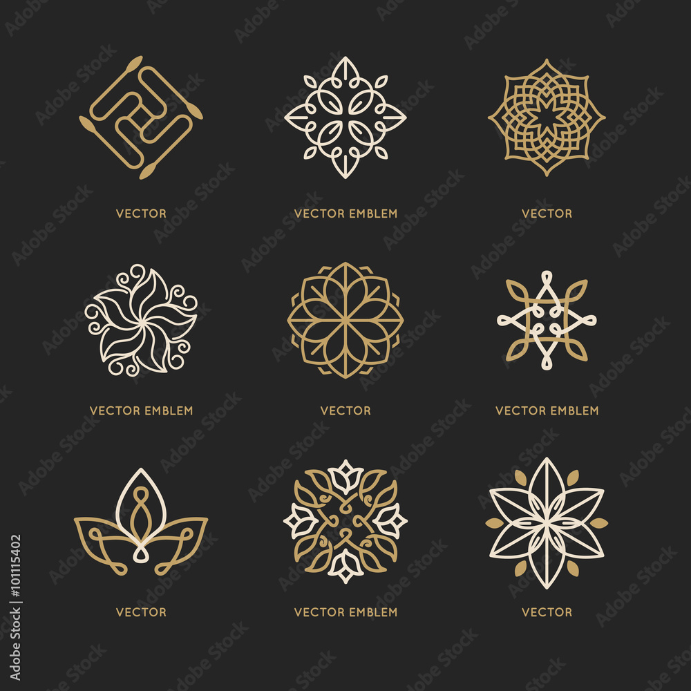 Poster Vector set of logo design templates and symbols in trendy linear