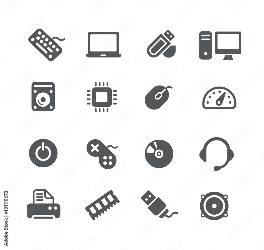 Poster computer components icons -- utility series