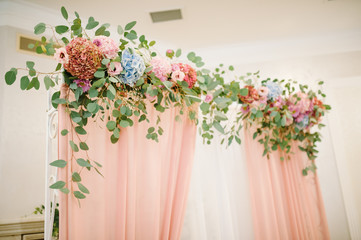 Wedding decorations at restaurant with all beauty and flowers
