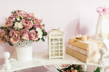 Wedding decorations at restaurant with all beauty and flowers