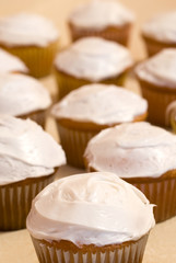 Obraz na płótnie Canvas Brown Cupcakes with White Frosting