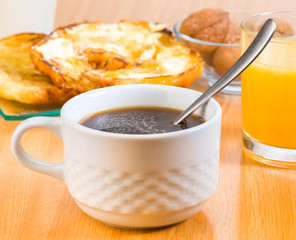 cup of coffee and breakfast