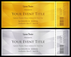 Modern gold and silver ticket with abstract background - obrazy, fototapety, plakaty