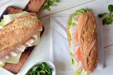 Sandwich with cheese and Turkey ham