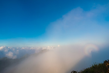 Fototapeta na wymiar Peak of mountain fog