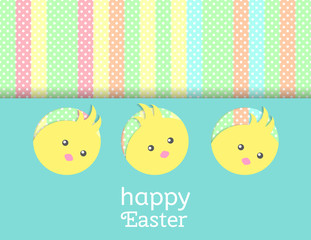 Greeting card with with yellow Easter chicken.