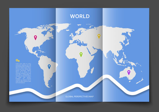 Brochure with world map
