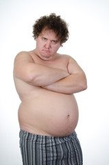 Fat man. Obesity. Problems with excess weight! 