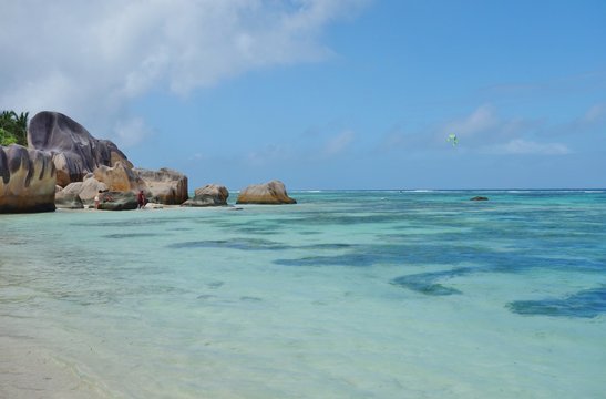 The Anse Source d'Argent beach with its granite boulders on La Digue Island in the Seychelles