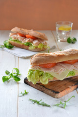 Sandwich with cheese and Turkey ham