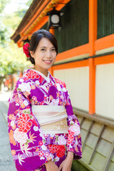 Woman wearing the kimono dress
