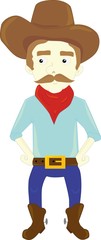 A cartoon illustration of american cowboy