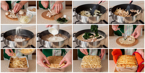 A Step by Step Collage of Making Crepe Bake