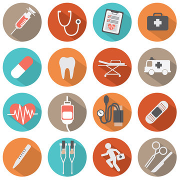 Flat Design Medical icons.