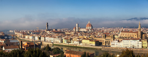 Florence city panorama from left: Ponte Vecchio, Palazzo Vecchio, Cathedral Santa Maria Del Fiore...