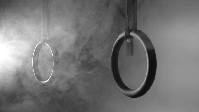 Crossfit rings in smoke