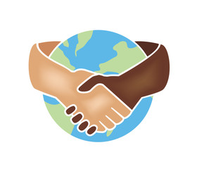 Vector image of a handshake around the world