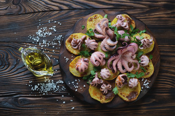 Galician style octopus with baked potato, sea salt and olive oil