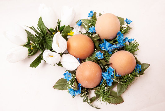 Eggs with flowers.