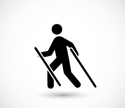 Nordic walking icon vector