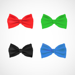 Colorful realistic ribbon bows set vector