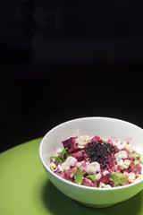 beetroot cream and spring onion salad