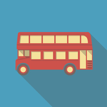 Vector illustration long shadow flat icon of london bus