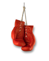 Red Boxing Gloves isolated on white background with shadow