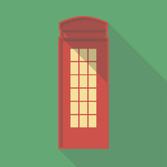 Vector illustration long shadow flat icon of london telephone bo