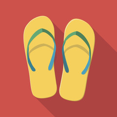 Vector illustration long shadow flat icon of flip flops