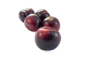 Plums isolated on a white background. Isolated food series.