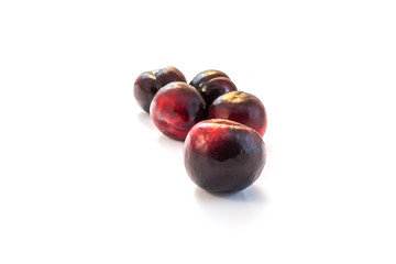 Plums isolated on a white background. Isolated food series.
