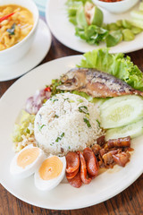 Chili paste with fried mackerel and vegetable Thai food