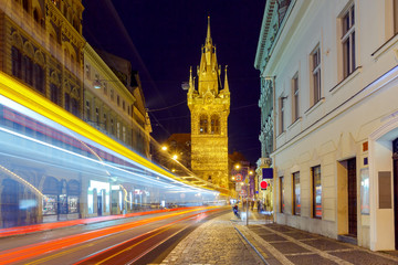 Prague. Old street at night.