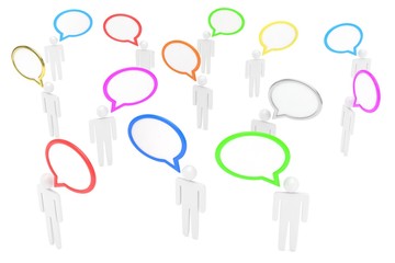 people with talk bubbles isolated over a white background