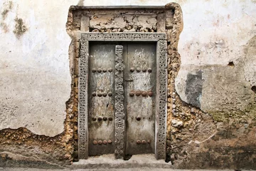 Acrylic prints Zanzibar Old wooden door at Stone Town