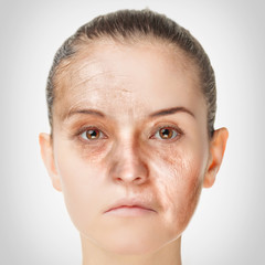 Fototapeta premium Aging process, rejuvenation anti-aging skin procedures