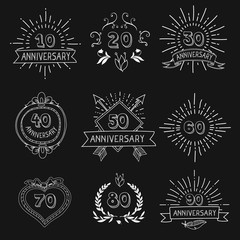 Vector set of anniversary signs