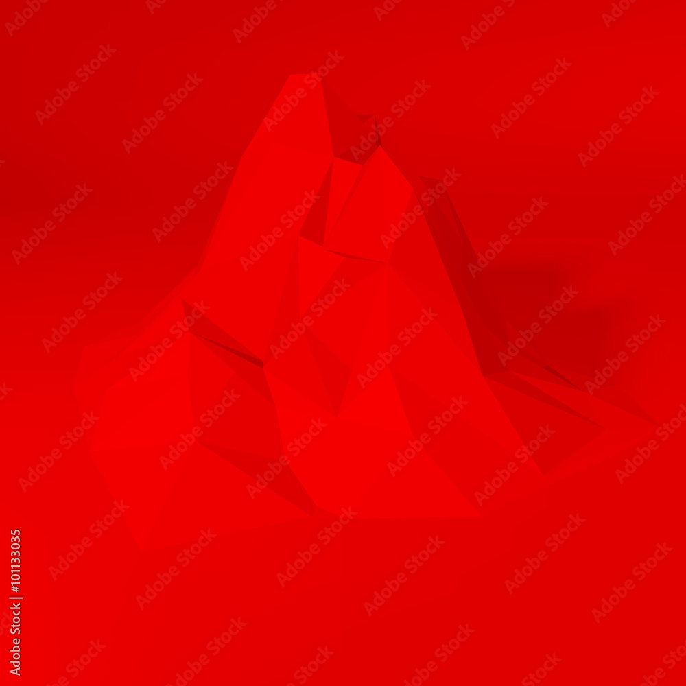 Poster red abstract low-poly, polygonal triangular mosaic elevation background for web, presentations and p